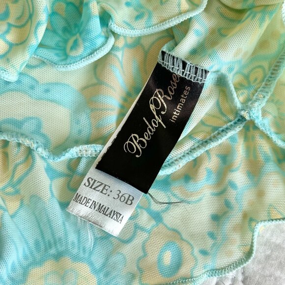 Y2K Mesh Bustier Cami Top Retro Turquoise Flowers & Ruffles Bed of Roses 36B - Picture 8 of 9